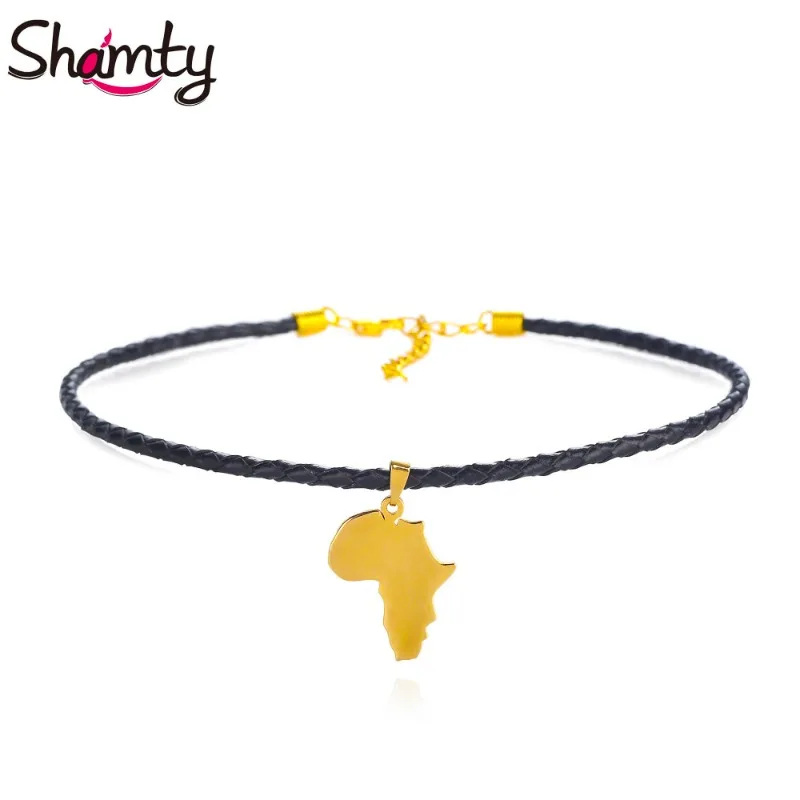 Women'S Ethnic Fashion Brands - Shamty Choker Halskette Afrika Karte Anhänger