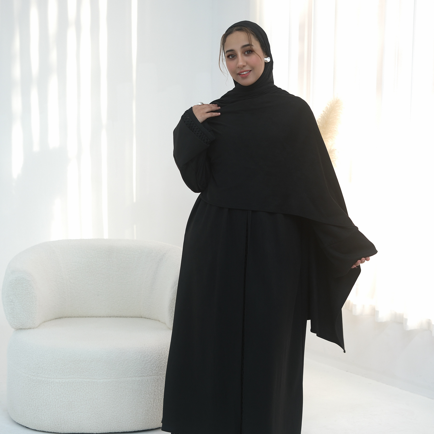 Jalabiya Women Arabic - 2026 Abaya mit offener Vorderseite, Cape,