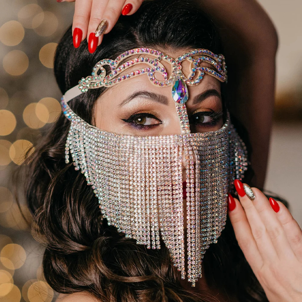 Ethnic Fashion Jewellery - Exotische Boho Quasten-Gesichtskette Schleier Bauchtanz Cosplay