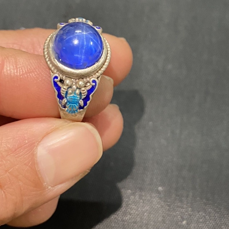 Ethnic Wear Fashion Designer - Ethnischer Cloisonné Offener Ring, Exquisites Blaues