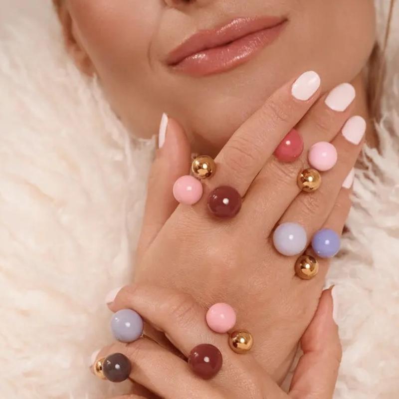 Ethnic Fashion Jewellery - Boho-Stil Bonbonfarbener Emaille-Ring Verstellbarer Offener Tropfenförmiger