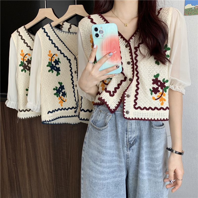 Ethnic Fashion Clothing - Koreanischer Stil Bestickter Offener Cardigan Damenmode