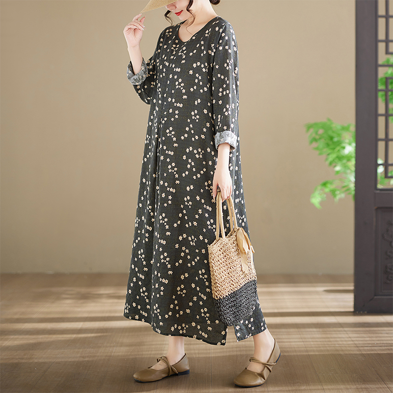 Neues Plus-Size Langarm-Baumwo – Ethnic Style Dresses Bewertung und Preis
